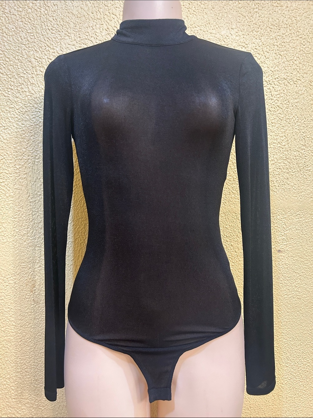 Forever 21 Black Long-Sleeve Mock Neck Bodysuit